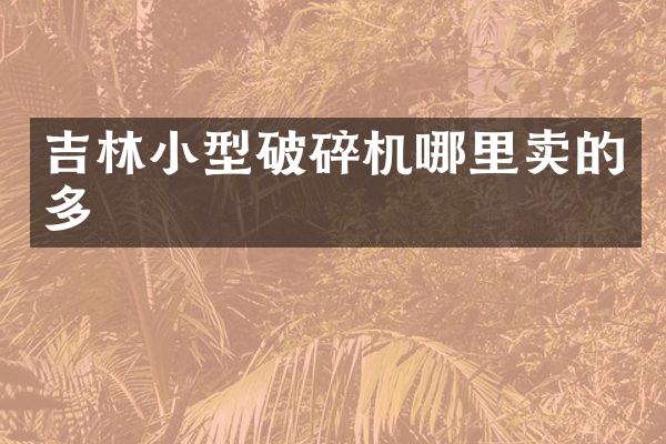 吉林小型破碎机哪里卖的多