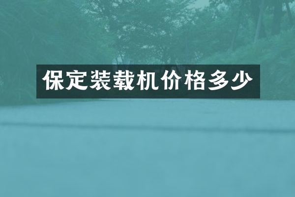 保定装载机价格多少