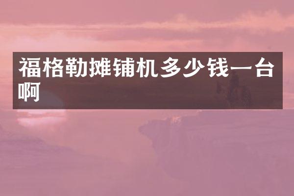 福格勒摊铺机多少钱一台啊