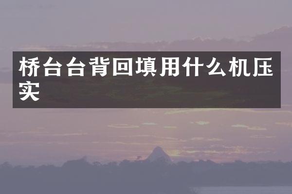 桥台台背回填用什么机压实