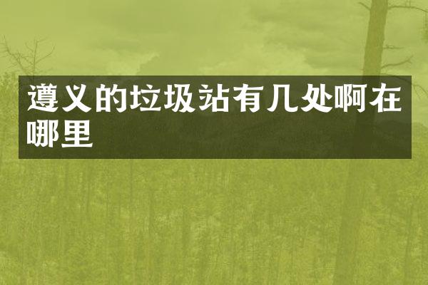 遵义的垃圾站有几处啊在哪里