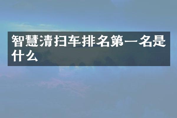 智慧清扫车排名第一名是什么