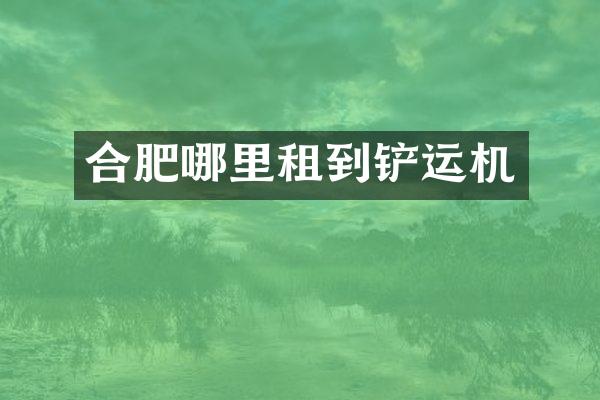 合肥哪里租到铲运机
