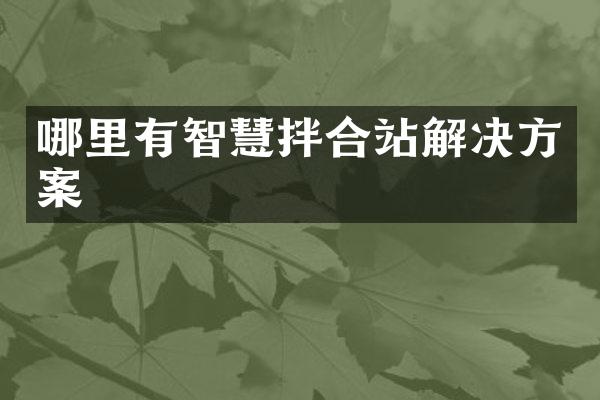 哪里有智慧拌合站解决方案