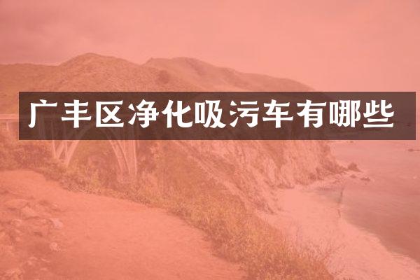 广丰区净化吸污车有哪些