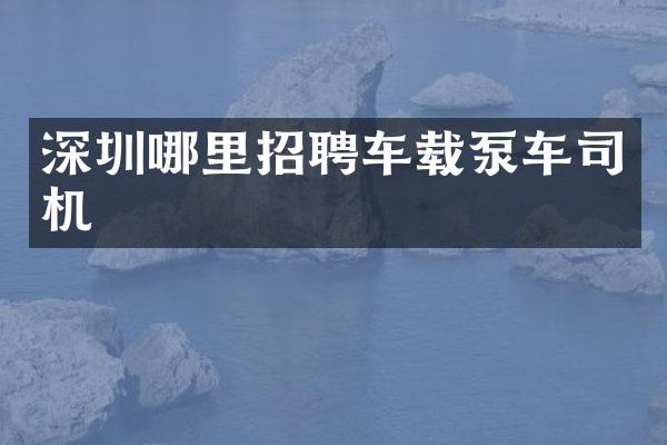 深圳哪里招聘车载泵车司机