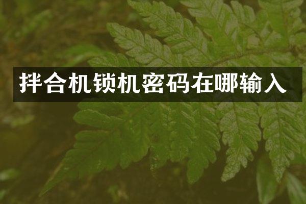 拌合机锁机密码在哪输入