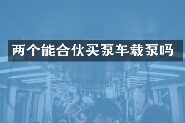 两个能合伙买泵车载泵吗
