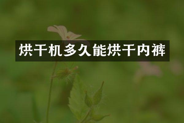 烘干机多久能烘干内裤