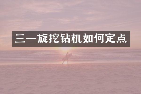 三一旋挖钻机如何定点