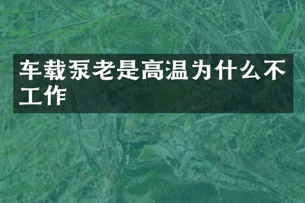 车载泵老是高温为什么不工作