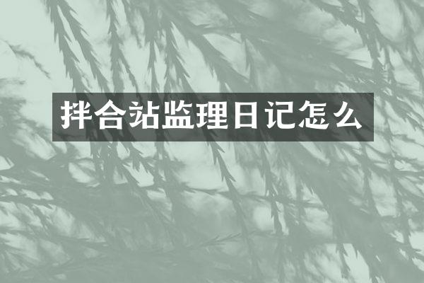 拌合站监理日记怎么